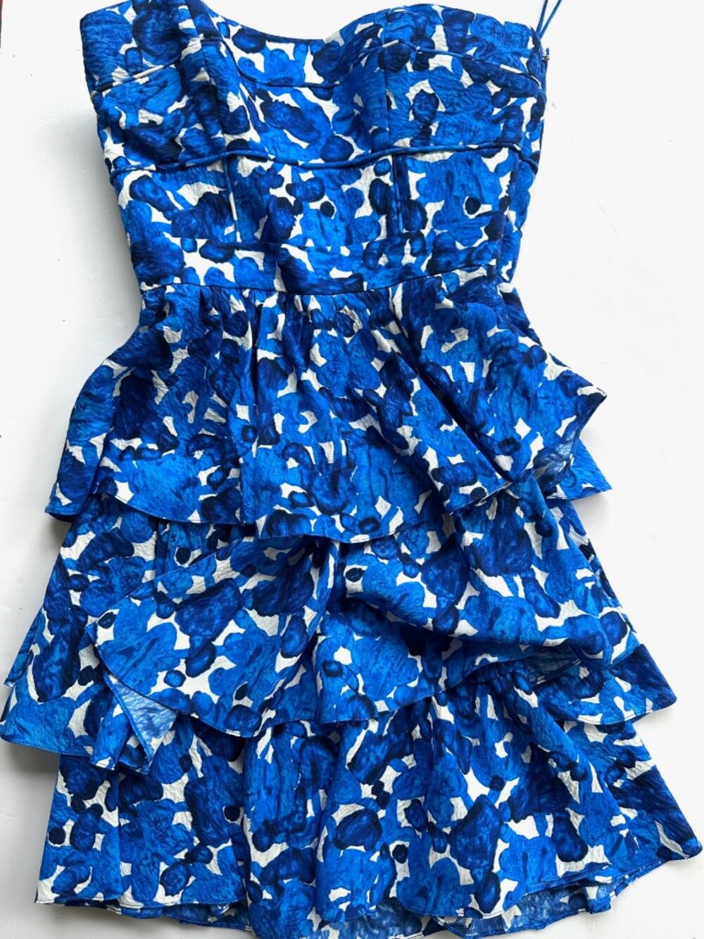 Cynthia Steffe Tiered Silk Mini Strapless Dress Size 2